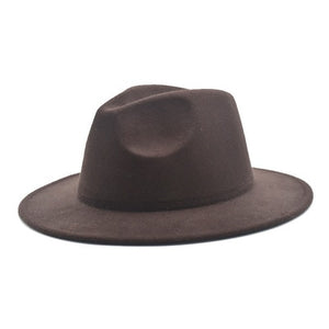 men fedora unisex solid color fedora hat women&#39;s 21-color wide brim jazz top hat autumn winter British retro Panama hat