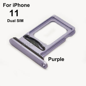 Aocarmo For iPhone 11 Single / Dual Metal Plastic Nano Sim Card Tray Slot Holder Replacement Parts