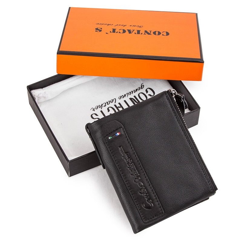 Fashion Genuine Leather Women Wallet Bi-fold Wallets Red ID Card Holder Coin Purse With Double Zipper Small Women&#39;s Purse 2022