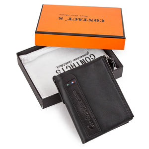 Fashion Genuine Leather Women Wallet Bi-fold Wallets Red ID Card Holder Coin Purse With Double Zipper Small Women&#39;s Purse 2022
