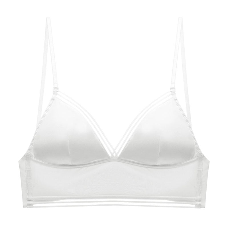 Sexy Backless Bra Lace Deep U Low Back Bralette Thin Cup Brassiere Halter Soft Seamless Elastic Underwear Tank Tops Encaje Mujer