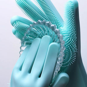 2pcs Silicone Cleaning Gloves Multifunction Magic Silicone Dish Washing Gloves For Kitchen Household Silicone Washing
