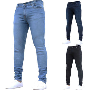 Mens Pants High Waist Zipper Stretch Jeans Casual Slim Trousers Male Oversize Pencil Pants Denim Skinny Jeans For Men