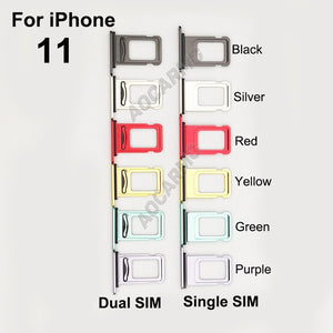 Aocarmo For iPhone 11 Single / Dual Metal Plastic Nano Sim Card Tray Slot Holder Replacement Parts