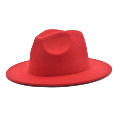 men fedora unisex solid color fedora hat women&#39;s 21-color wide brim jazz top hat autumn winter British retro Panama hat