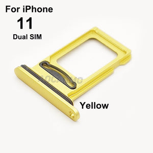 Aocarmo For iPhone 11 Single / Dual Metal Plastic Nano Sim Card Tray Slot Holder Replacement Parts
