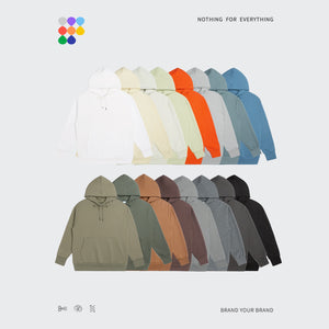 INFLATION Solid Color Fleece Hoodies Men Winter Thick Warm Hooded Sweatshirts Unisex Blank Pullovers
