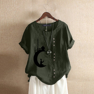 Summer Embroidery Tops Kaftan Women's Blouse 2023 ZANZEA Short Sleeve Tee Shirts Female O Neck Blusas  Casual Tunic