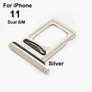 Aocarmo For iPhone 11 Single / Dual Metal Plastic Nano Sim Card Tray Slot Holder Replacement Parts