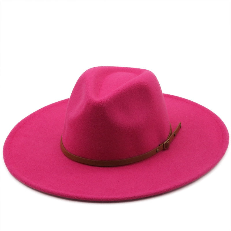 New color Fedora winter hat top concave-convex water drop 9.5cm brim male and female felt jazz watermelon red шляпа женская