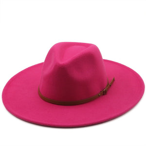 New color Fedora winter hat top concave-convex water drop 9.5cm brim male and female felt jazz watermelon red шляпа женская