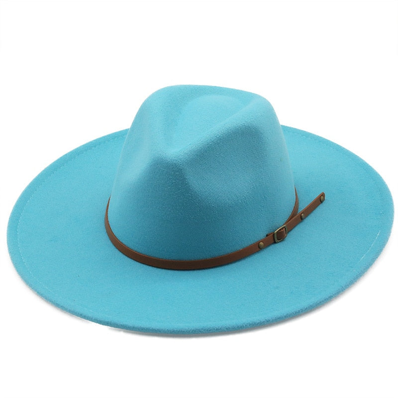 New color Fedora winter hat top concave-convex water drop 9.5cm brim male and female felt jazz watermelon red шляпа женская
