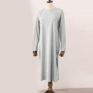 Casual 94% Cotton Summer Women&#39;s Dresses Solid Short Sleeve Spilt Long Midi Dress Fashion Sundress Female Clothing
