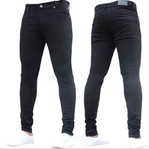 Mens Pants High Waist Zipper Stretch Jeans Casual Slim Trousers Male Oversize Pencil Pants Denim Skinny Jeans For Men