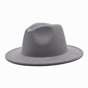men fedora unisex solid color fedora hat women&#39;s 21-color wide brim jazz top hat autumn winter British retro Panama hat