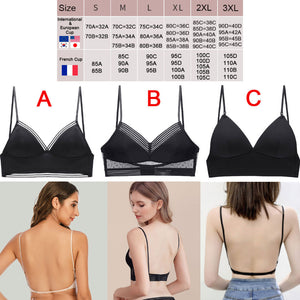 Sexy Backless Bra Lace Deep U Low Back Bralette Thin Cup Brassiere Halter Soft Seamless Elastic Underwear Tank Tops Encaje Mujer