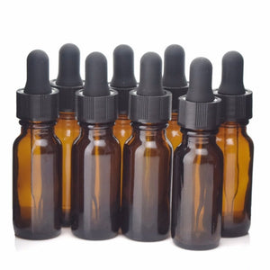 8pcs 15ml Vape Juice Bottle Empty Refillable Amber Glass Dropper Pipette Essential Oils Chemistry Lab Chemicals Reagent E Liquid