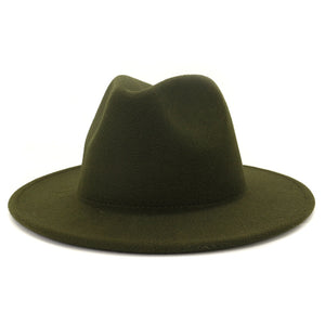 men fedora unisex solid color fedora hat women&#39;s 21-color wide brim jazz top hat autumn winter British retro Panama hat