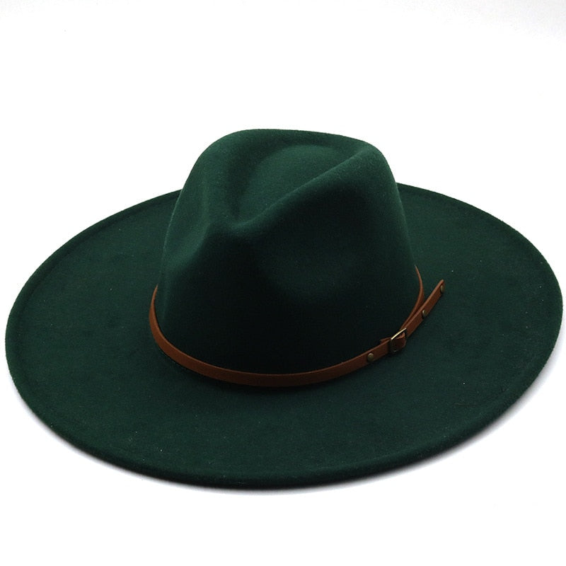 New color Fedora winter hat top concave-convex water drop 9.5cm brim male and female felt jazz watermelon red шляпа женская