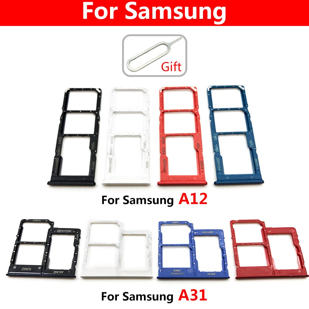 Original Dual Card Phone Sim SD Card Tray For Samsung Galaxy A12 A31 A51 A71 NEW SIM Chip Holder Slot Adapter Drawer Part + Pin