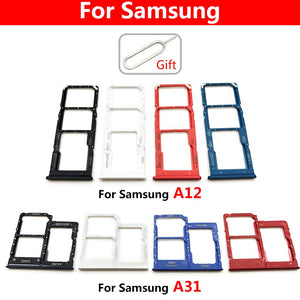 Original Dual Card Phone Sim SD Card Tray For Samsung Galaxy A12 A31 A51 A71 NEW SIM Chip Holder Slot Adapter Drawer Part + Pin