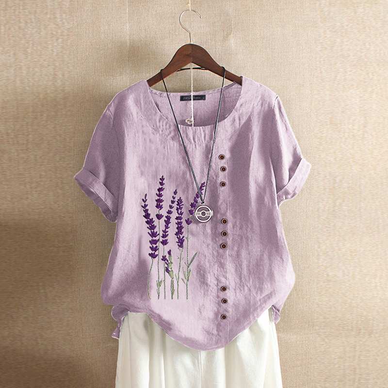 Summer Embroidery Tops Kaftan Women's Blouse 2023 ZANZEA Short Sleeve Tee Shirts Female O Neck Blusas  Casual Tunic