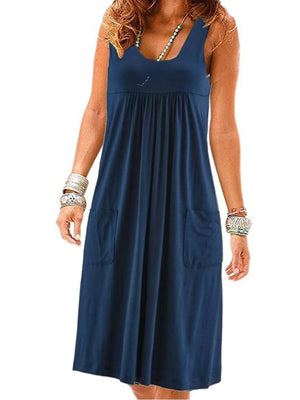 Fashion striped dress  summer dress  loose simple sleeveless dress women&#39;s clothing