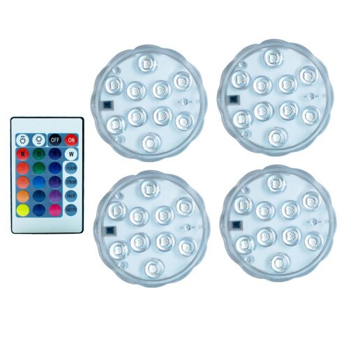 10leds RGB Submersible Light IP68 Waterproof Outdoor Swimming Pool Lights for Wedding Christmas Party Vase Fish Tank Pond Decor