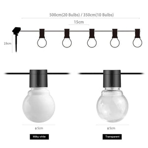 2.5m 5m Solar Outdoor Lights Garland With 10/20 LED Globe Bulbs Fairy Lights Terrace Courtyard Solar Garden Light String Bulbs