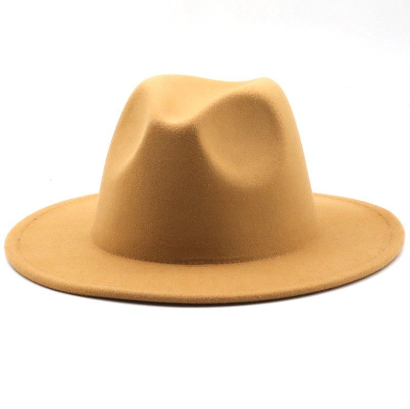 New British Style winter Child wool solid Classic fedoras cap Boy Girls panama jazz hat Big Wide Brim Big black Fedoras 52-54CM