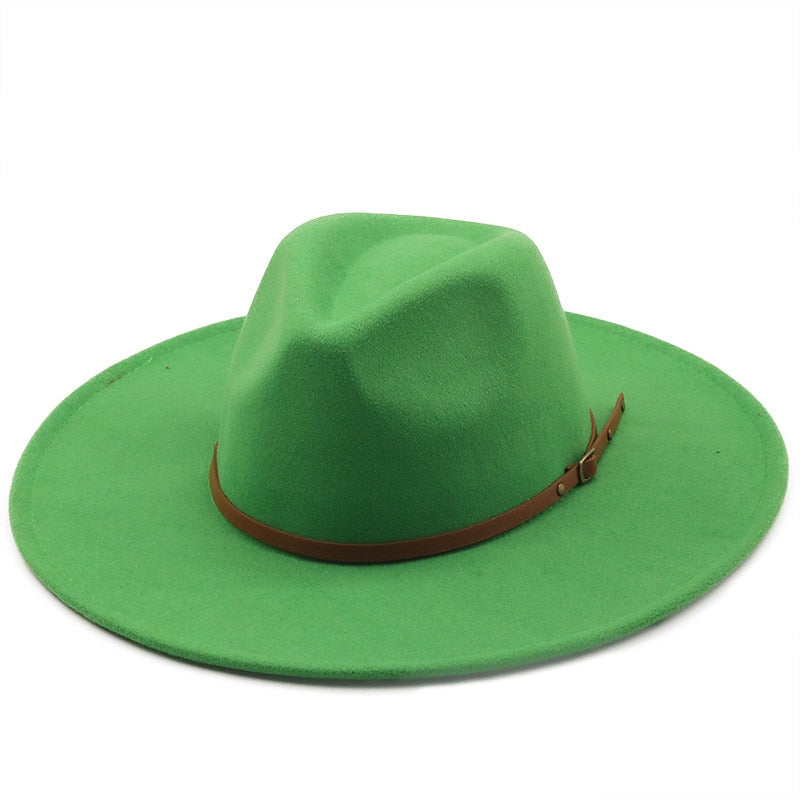 New color Fedora winter hat top concave-convex water drop 9.5cm brim male and female felt jazz watermelon red шляпа женская