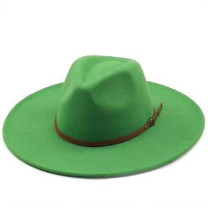New color Fedora winter hat top concave-convex water drop 9.5cm brim male and female felt jazz watermelon red шляпа женская