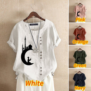 Summer Embroidery Tops Kaftan Women's Blouse 2023 ZANZEA Short Sleeve Tee Shirts Female O Neck Blusas  Casual Tunic