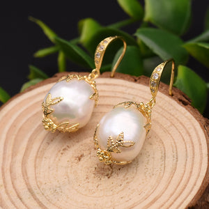 Natural baroque pearl earrings high quality niche earrings retro earrings zircon 925 silver high quality wholesale