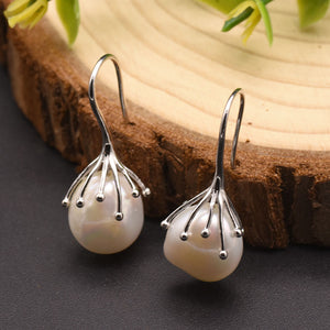Natural baroque pearl earrings high quality niche earrings retro earrings zircon 925 silver high quality wholesale