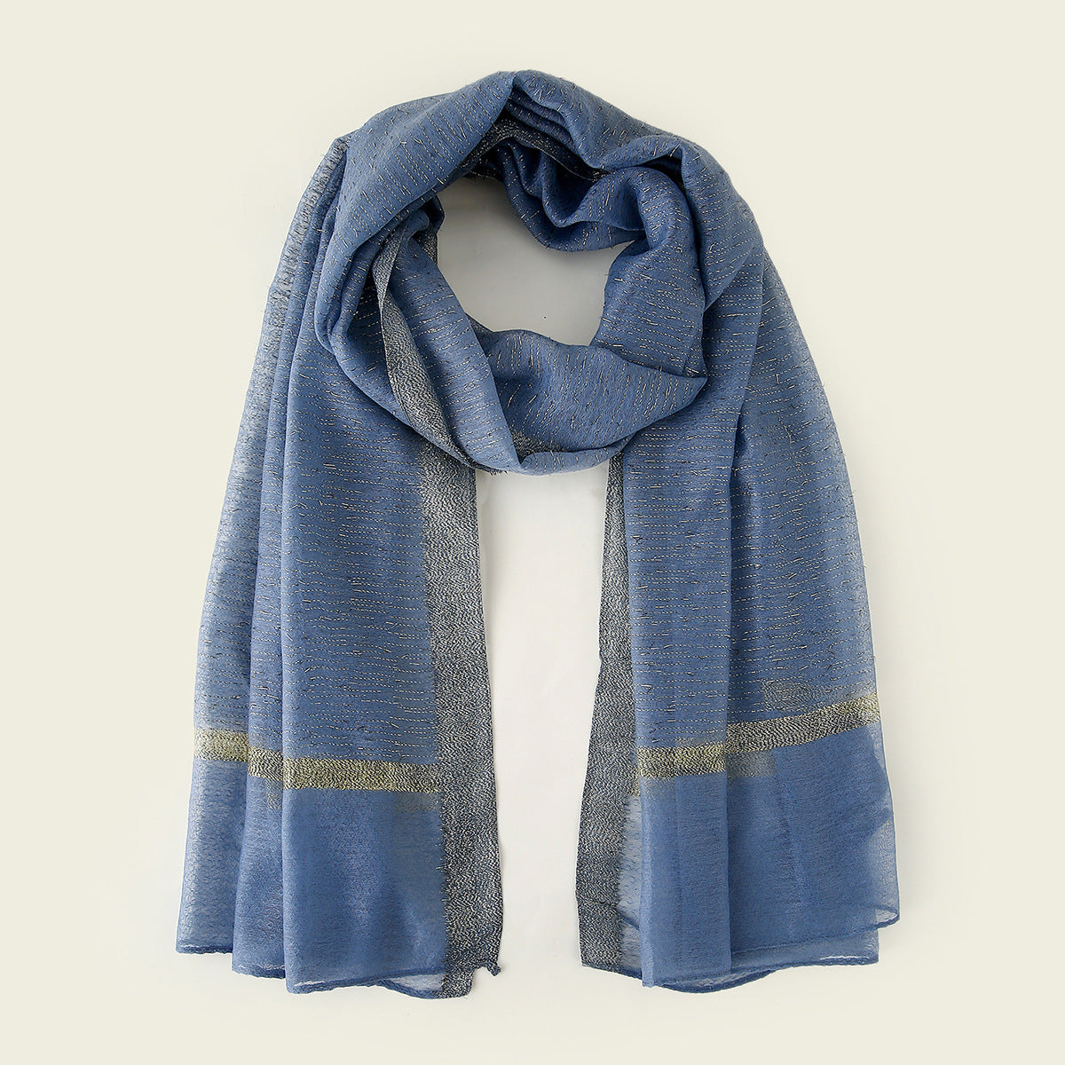 A119 Gold Silk Shearing Long Scarf Arabian Scarf Hijab Monochrome Fashion Popular Export Foreign Trade New