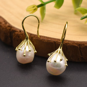 Natural baroque pearl earrings high quality niche earrings retro earrings zircon 925 silver high quality wholesale