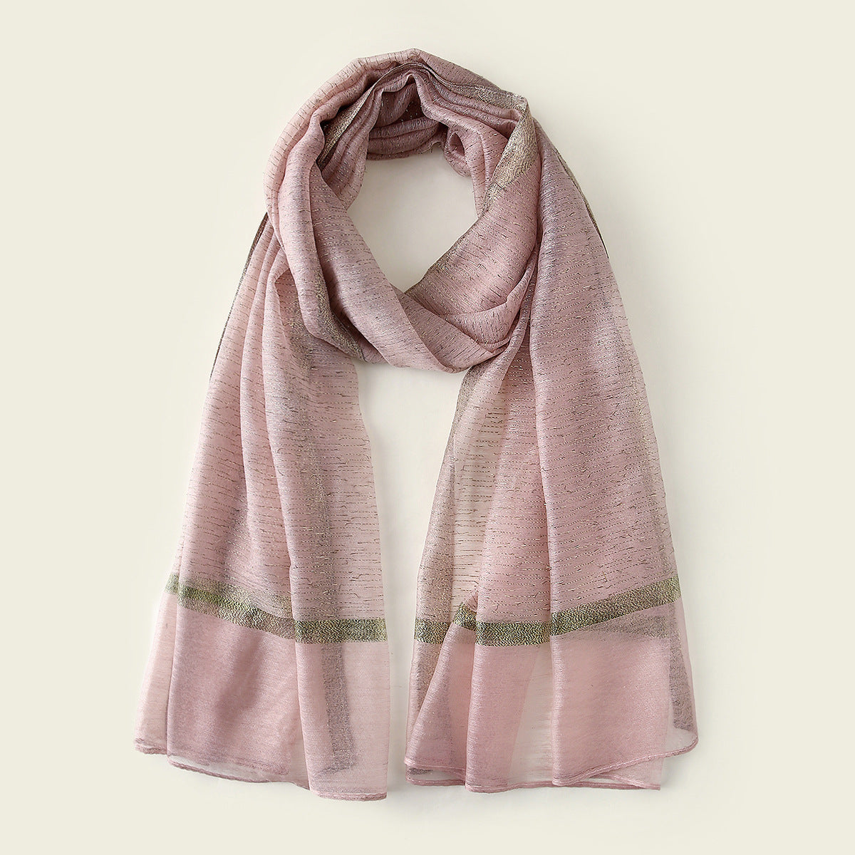 A119 Gold Silk Shearing Long Scarf Arabian Scarf Hijab Monochrome Fashion Popular Export Foreign Trade New