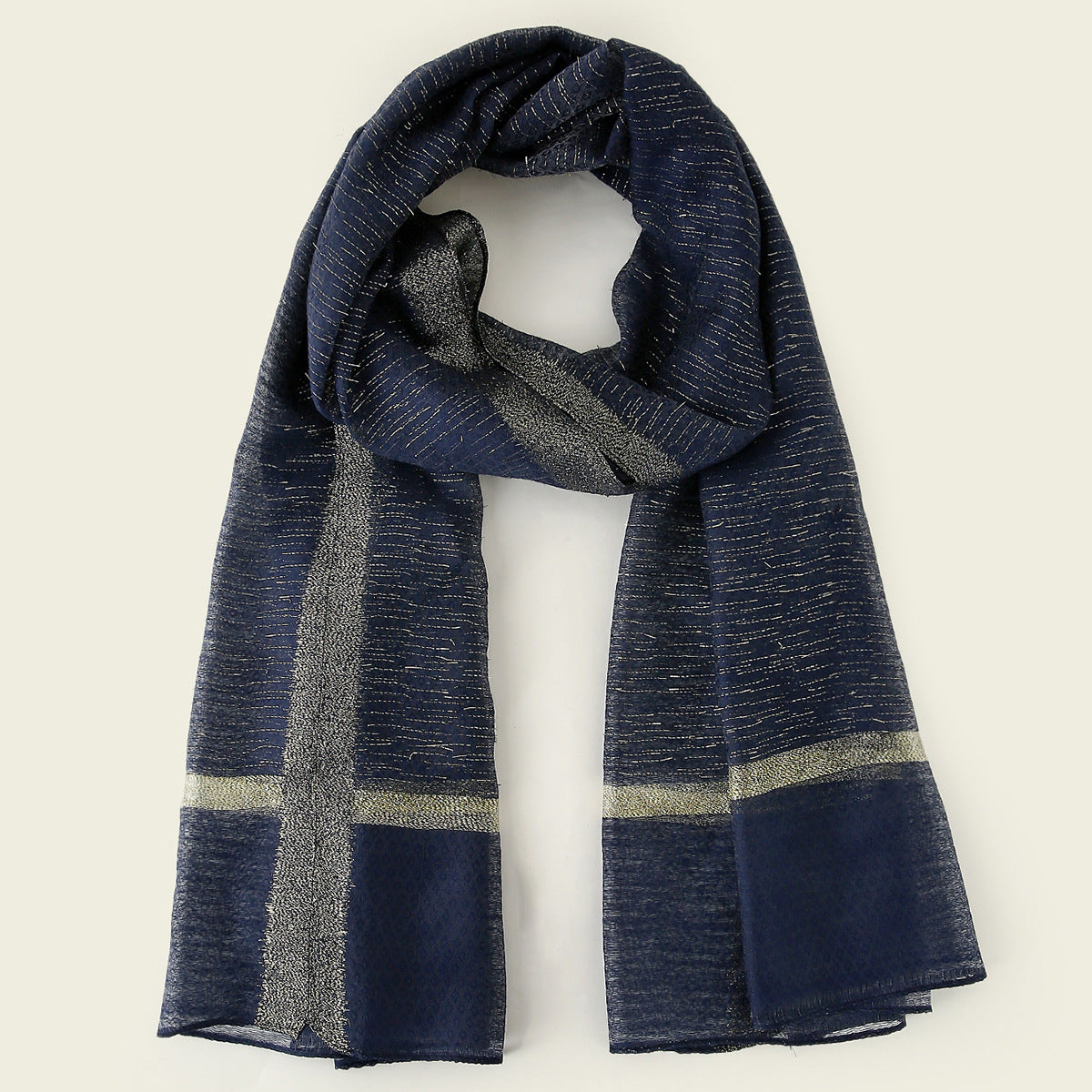A119 Gold Silk Shearing Long Scarf Arabian Scarf Hijab Monochrome Fashion Popular Export Foreign Trade New
