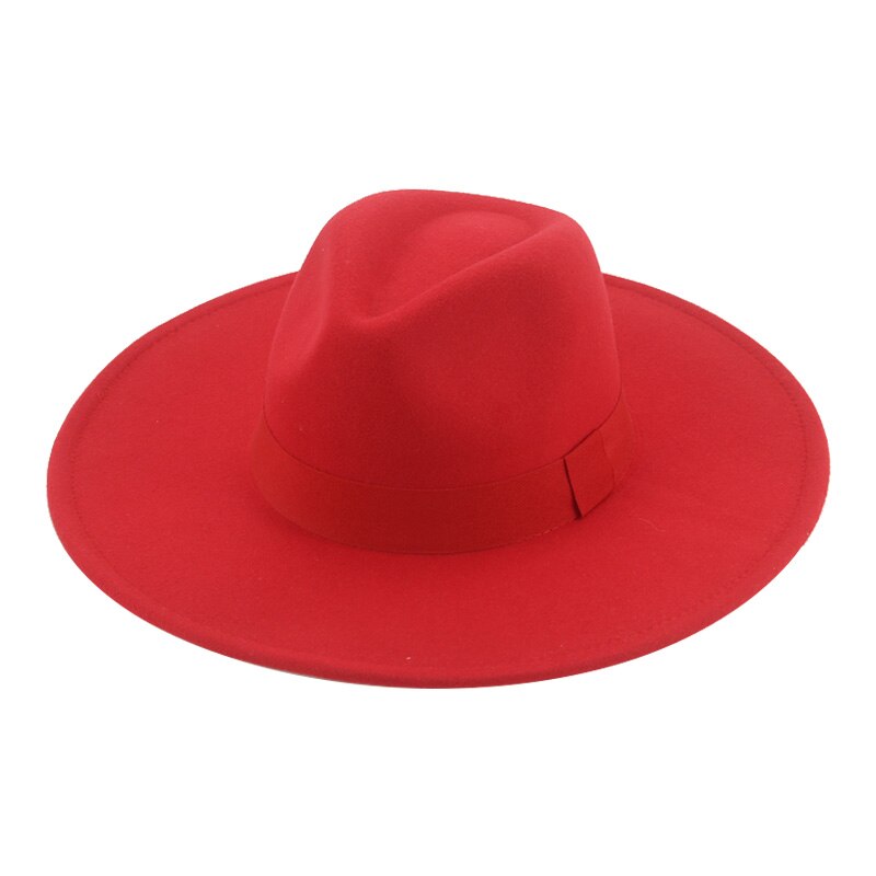 Fedora Hats for Women New 9.5cm Wide Brim Dress Men Caps Felted Hat Panama Church Wedding Ribbon Band Men Hat Sombreros De Mujer