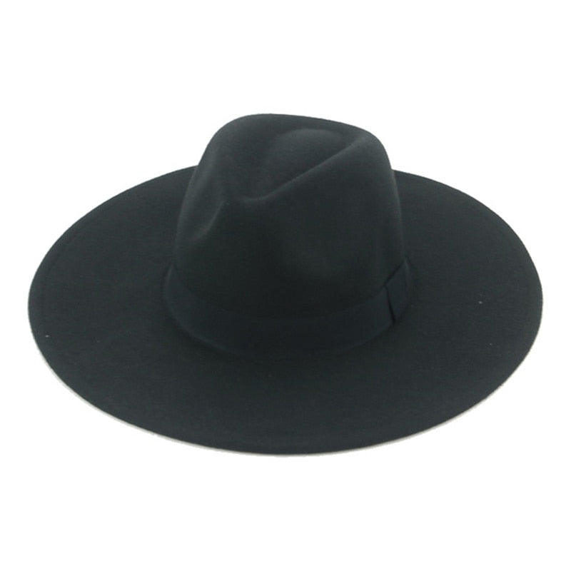 Fedora Hats for Women New 9.5cm Wide Brim Dress Men Caps Felted Hat Panama Church Wedding Ribbon Band Men Hat Sombreros De Mujer