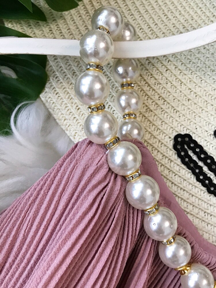 Women's Tops Summer Halter Beading Curled Chiffon Shirt Ruffled Loose Baby Shirt Sleeveless Tops Women Blouse ML843