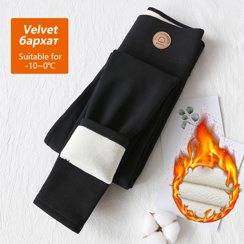 Women's Winter Leggings Thermal Velvet Cotton Slimming Tights with Fleece Pant Black Stretch Gray Thick Warm Leggings for Women