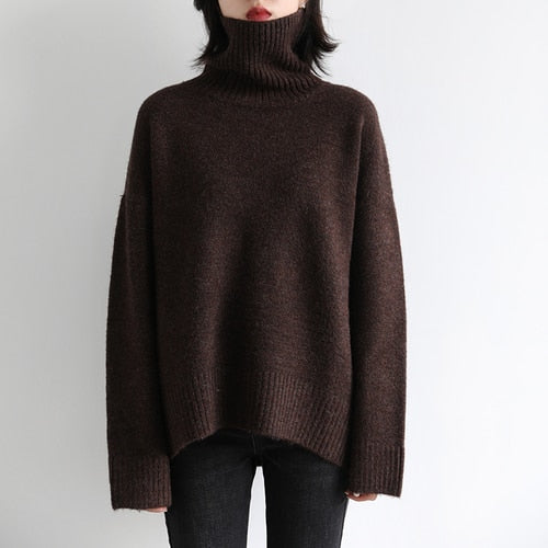 CHIC VEN Korean Women&#39;s Sweater Loose Turtleneck Sweaters Warm Solid Pullover Knitwear Basic Female Tops Autumn Winter 2022