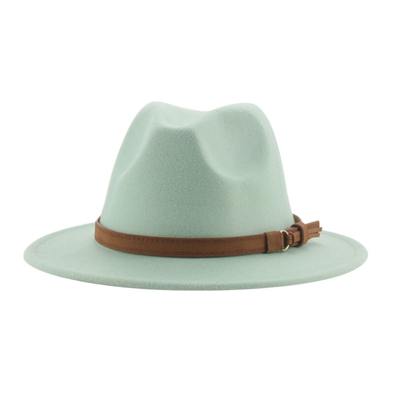 Fedora Hats for Women Men Wide Brim Solid Women Hats Band Belt Classic Formal Dress Khaki Black Winter Hats Sombreros De Mujer