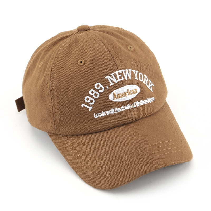 Men and Woman&#39;s Baseball Caps Adjustable Casual Embroidered 1989 New York American Cotton Sun Hats Unisex Solid Color Visor Hats