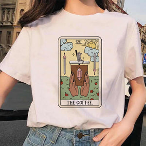 Women&#39;s Tarot Card Flower Funny Time Ladies Cartoon Fashion Short Sleeve Summer Printed T-shirt Women&#39;s T-shirt Top Pattern.