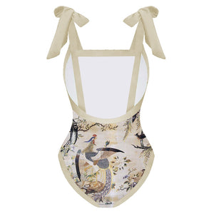 Lanswe2023 New Fashion Women's High End Swimsuit Kimono Vintage Print Swimwear One-Piece Bikini Boho Summer Beachwear