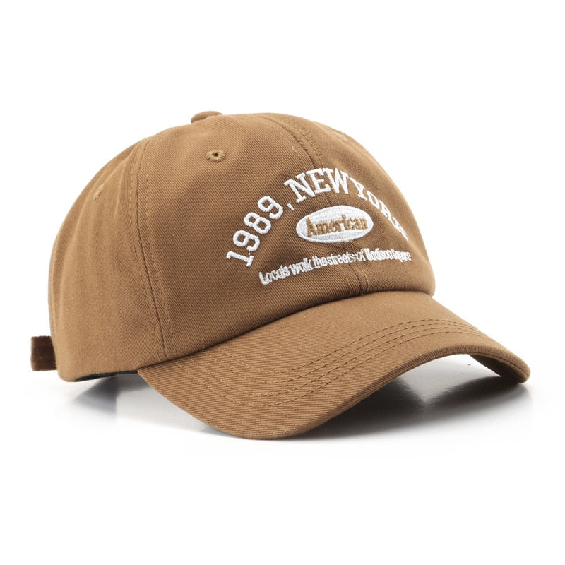 Men and Woman&#39;s Baseball Caps Adjustable Casual Embroidered 1989 New York American Cotton Sun Hats Unisex Solid Color Visor Hats