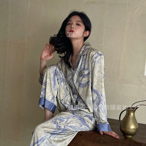 Pajamas 2022 spring and summer new simple fashion 3D digital positioning printing short-sleeved trousers women&#39;s pajamas set